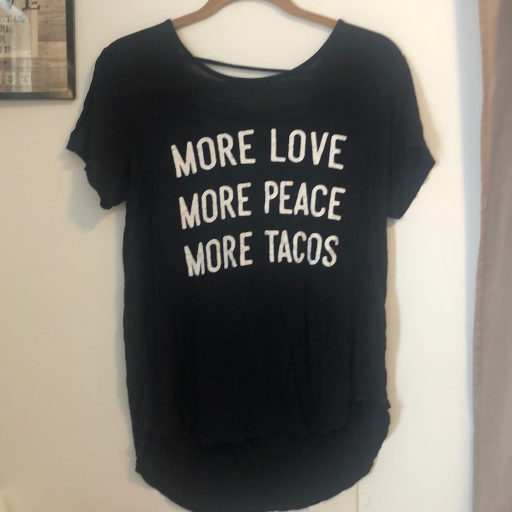 Black shirt with writing